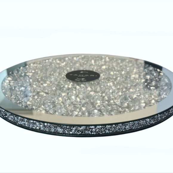 Tahari 16" Crystal Mirrored Lazy Susan - Picture 1 of 8